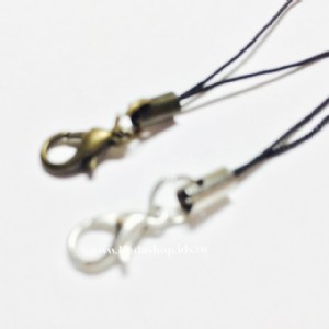 T007-0 黑線繩+C圈+龍蝦鉤吊飾-古銅色
